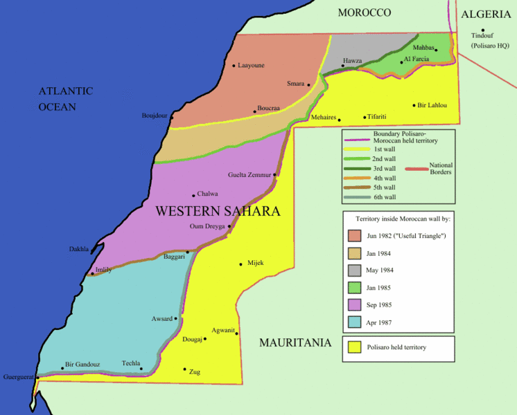 Muro levantado por Marruecos para la exclusion del pueblo saharaui